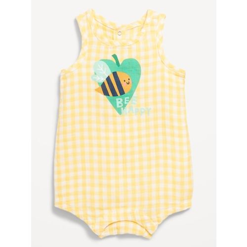 Printed Sleeveless Graphic One-Piece Romper for Baby
