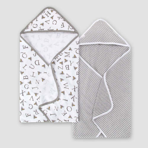 Burt's Bees Baby Set of 2 A-Bee-C Hooded Towels - Gray — buybuy BABY