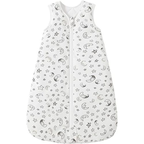 Mosebears Sleep Sack Baby Winter Wearable Blanket with 2-Way Zipper,2.5 TOG Cotton Sleep Sack Unisex (White Star, 6-12 Months)