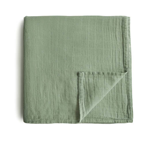 Organic Cotton Mushie Baby Muslin Swaddle Blanket - Sage