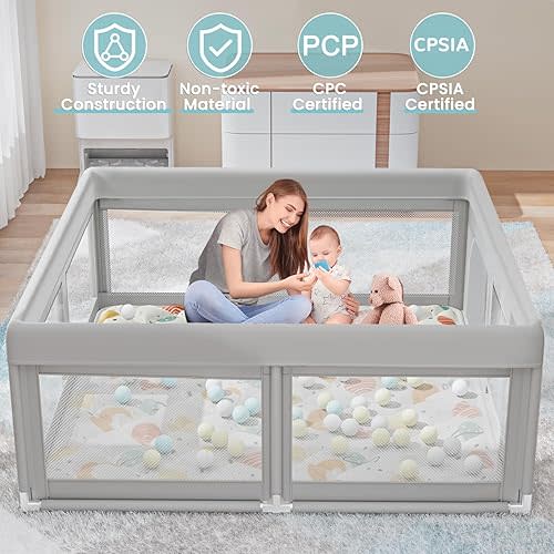 Baby Playpen with Mat Small Playpen for Babies and Toddlers 50 x 50 inch Baby Fence Playards