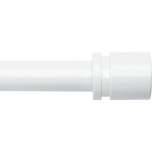 Curtain Rods for Windows 16 to 88 Inches Adjustable Length 1 Inch Diameter Window Curtain Rod with Aluminium End Cap, White