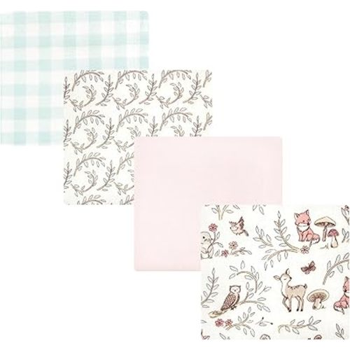 Hudson Baby Unisex Baby Cotton Flannel Receiving Blankets, Girl Woodland Pals, One Size
