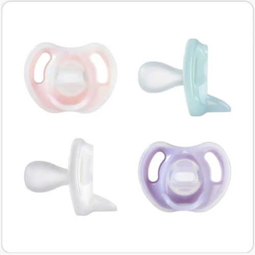 Tommee Tippie Ultra-light Silicone Pacifier - 4 Pack - Pink, Green, White, Purple