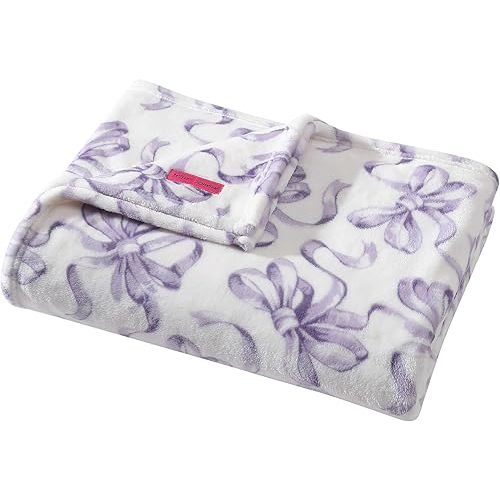 Betsey Johnson - Blanket, Ultra-Soft Plush Bedding, Warm & Cozy, Oversized Room Essentials (Ballet Bows Purple, Twin)