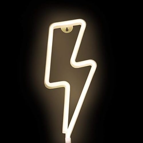 Sunnyglade USB Charging/Battery LED Neon Decorative Lights,Neon Sign Shaped Decor Light, Wall Decor for Christmas,Birthday Party, Kids Room, Living Room, Wedding Party Decoration (Lightning)