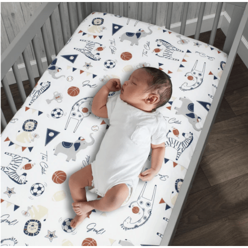 Hall of Fame Animals/Sports 100% Cotton Fitted Baby Crib Sheet – Lambs & Ivy