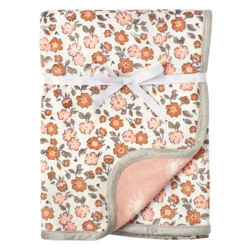 Modern Moments by Gerber Baby & Toddler Girls Reversible Plush Blanket, Ivory Floral