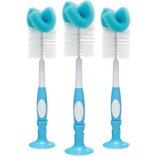 Dr. Brown's Baby Bottle Cleaning Brush with Sponge and Scrubber - Blue - 3-Pack - 3 Pack, Blue Bottle Brush