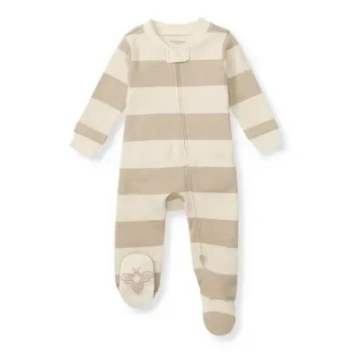 Mommy & Me Rugby Stripe Organic Cotton Sleep & Play - Oat – Burt's Bees Baby