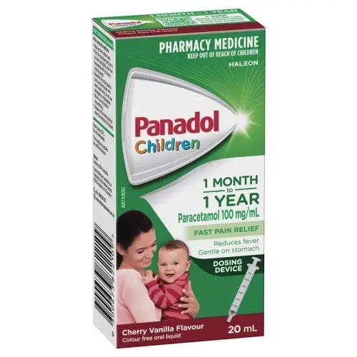 Panadol Children 1 Month – 1 Year Baby Drops with Dosing Device, Fever and Pain Relief, 20mL