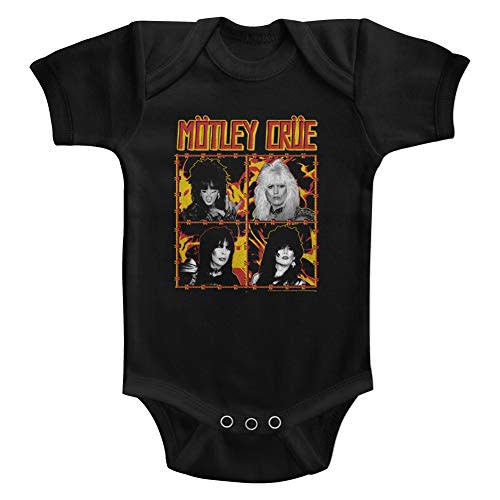 Motley Crue Heavy Metal Band Fire and Wire Band Portraits Infant Short Sleeve Bodysuit