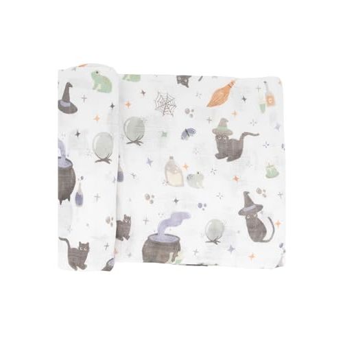 Little Unicorn - Cotton Muslin Swaddle Blanket | Single | 100% Cotton | Super Soft | Newborns and Infants | 47" x 47" | Unisex (Cats and Cauldrons)