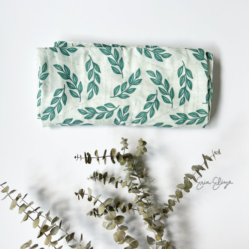 Botanical Bamboo Cotton Swaddle Blanket Set, Gender Neutral Baby Gift