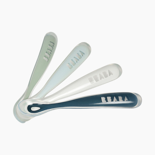 Beaba Baby's First Foods Silicone Spoons (Pack of 4) - Rain