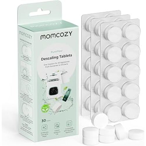 Momcozy Official Descaling Tablets, Compatible KleanPal Pro Baby Bottle Washer, Descaler for Milk & Limescale Removal, 30 Count