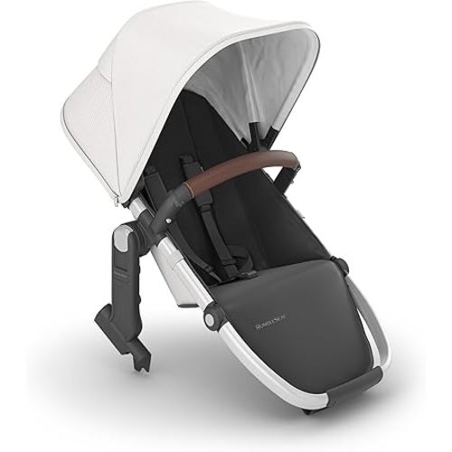 UPPAbaby RumbleSeat V2+ Second Lower Seat/Compatible with Vista V2 and Vista V3 / Adapters, Bumper Bar, Bug Shield Included/Bryce (White Marl/Silver Frame/Chestnut Leather)