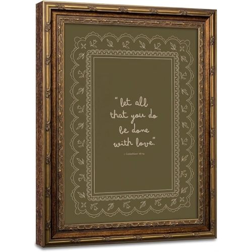 Framed Inspirational Bible Verse Wall Art Print “Let All That You Do Be Done with Love” Scripture Quote Picture with Vintage Christian Wall Decor for Living Room Bedroom Office 8x10 Inches