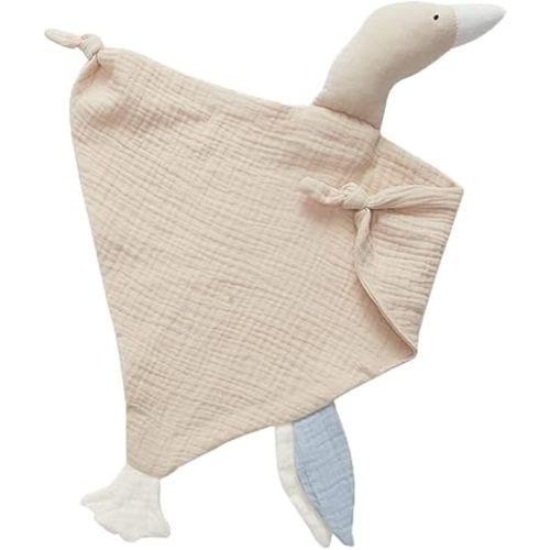 FOMUNI Baby Muslin Lovey Knit Newborn Babies Security Blankets Goose Lovie Cuddly Comforter Safe Loveys for Infant Boy Girl, Khaki