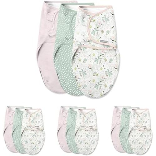 SwaddleMe by Ingenuity Easy Change Baby Swaddle in Size Small/Medium, 0-3 Months, 7-14 Pounds, 3 count with Easy Change Zipper - Peekaboo Panda (Pack of 4)