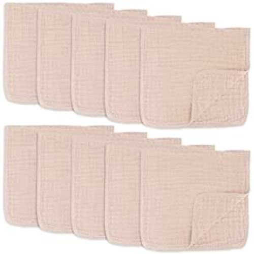Comfy Cubs Muslin Burp Cloths Large 100% Cotton Hand Washcloths for Babies, Baby Essentials 6 Layers Extra Absorbent and Soft Boys & Girls Baby Rags for Newborn Registry (Blush 10-Pack, 20" X10")