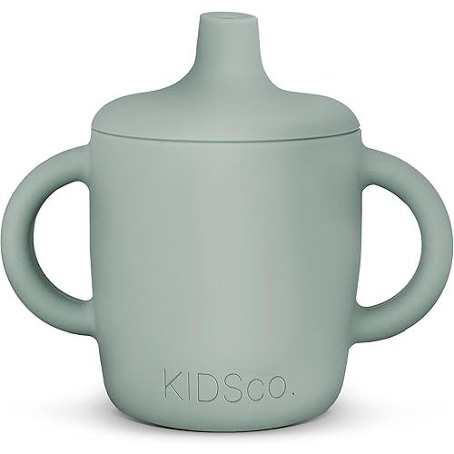Silicone Sippy Cup and Training Cup for Baby 6 months+ Soft Spout and Handles Unbreakable Easy Grip for Babies 6-12 months and Toddlers 1-3 years 5oz/150ml - Pack of 1 (Green)