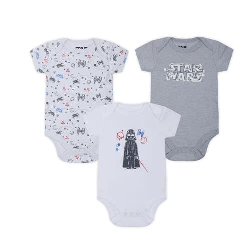 STAR WARS Baby Boys 3 Pack Bodysuit for Newborn and Infants