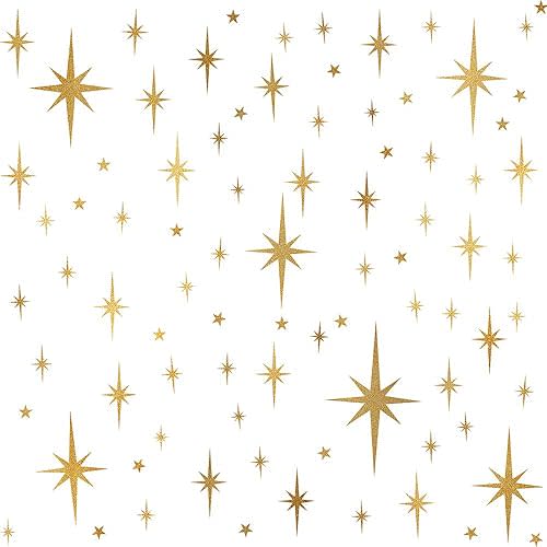 Star Wall Stickers Girls Room Wall Decals (116pcs) Sparkle Wall Sticker Stick and Peel Stars Stickers-6 Sizes