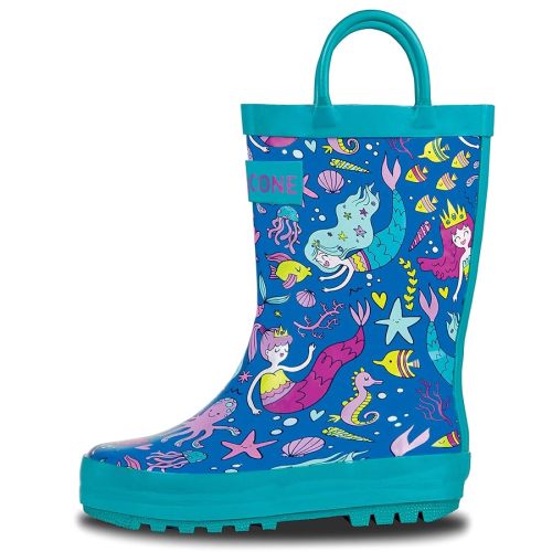 Lone Cone Kids Rain Boots for Girls & Boys – Waterproof Natural Rubber Toddler Rain Boots with Non-Slip Outsole & Easy Pull Handles – Solid, Pattern & Glitter Designs