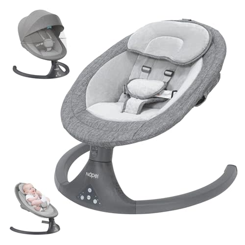 Baby Swing for Infants to Toddler,Electric Baby Swing and Bouncer,Bluetooth Infant Swing for Newborn with Remote Control,10 Music,5 Speed,2 Seat Position,Baby Rocker for Baby 0-9 Month (Gray)