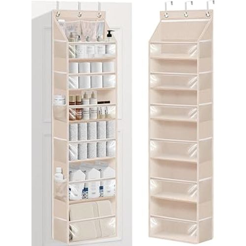 Amazon.com: STORAGE MANIAC Over the Door Organizer Large Capacity Hanging Organizer, Clear Deep Pockets Behind Door Closet Organizer and Storage for Nursery, Bathroom, Bedroom, Pantry, 1 Pack Oat Beige : Home & Kitchen