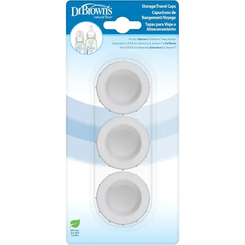 Dr. Brown's Travel and Storage Baby Bottle Caps for Natural Flow and Options+ Baby Bottles - 3-Pack - Narrow