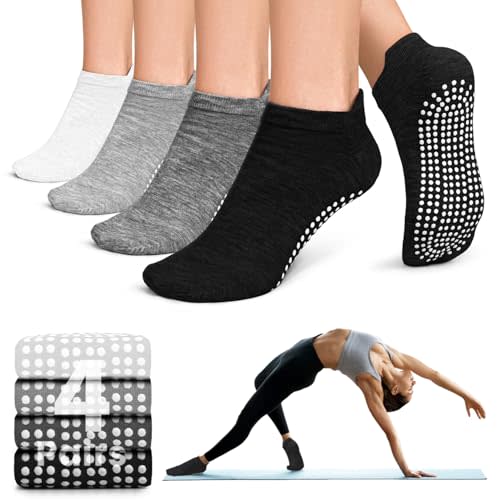 YeuG 4/6 Pairs Pilates Socks for Women - Non Slip Grip Socks for Yoga, Barre, Hospital, Barefoot