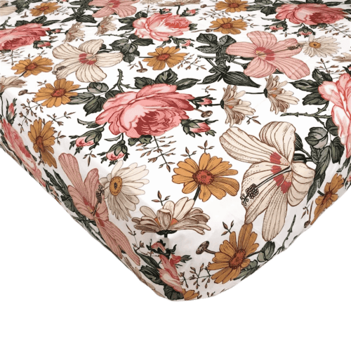 Crib Sheet Garden Floral White (Standard) – Mini Wander