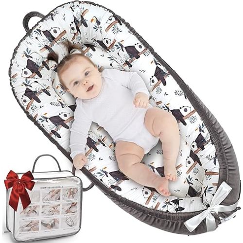 Baby Lounger - Baby Lounger for Newborn 0-24 Months, Ultra Newborn Babies Essentials Gifts, Baby Snuggle Nest Me Baby Lounger, Lightweight Infant Baby Lounger Cover- Baby Panda
