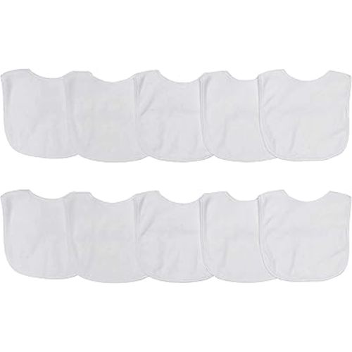 Neat Solutions 2-Ply Knit Terry Solid Color Feeder Bibs in White - 10 Count(Pack of 1)