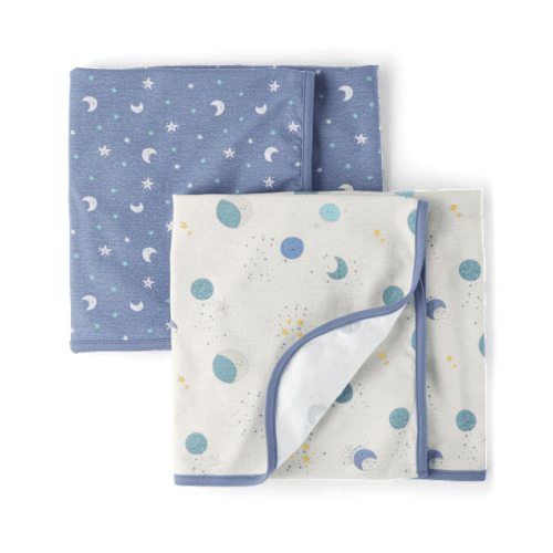 Baby Boys Moon Swaddle Blanket 2-Pack - Gray