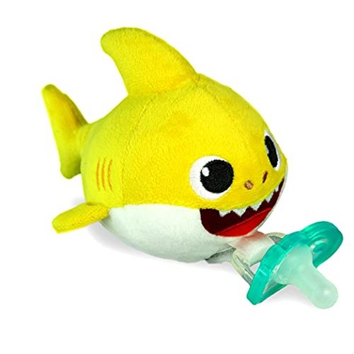 RaZbaby RaZbuddy JollyPop Pacifier Holder w/Removable Baby Pacifier - 0m+ - BPA Free (Baby Shark)