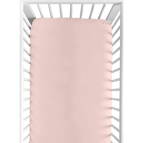 Sweet Jojo Designs Fitted Baby Crib Sheets (Solid Pink) for Girls, Infant Nursery, Toddler Room - Standard Size (Blush Rose for Bohemian, Vintage, Watercolor, Shabby Chic, Farmhouse Peony Collection)
