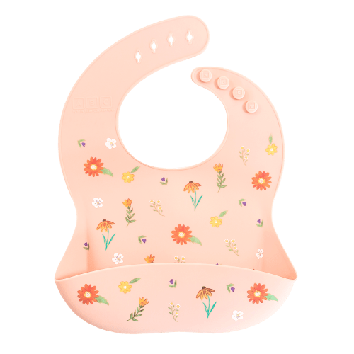 Silicone Bib Wildflower Ripe Peach – Austin Baby Collection