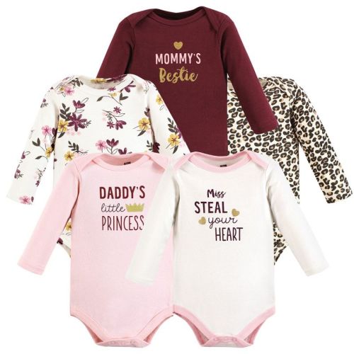 Hudson Baby Infant Girl Cotton Long-sleeve Bodysuits, Steal Your Heart, Newborn
