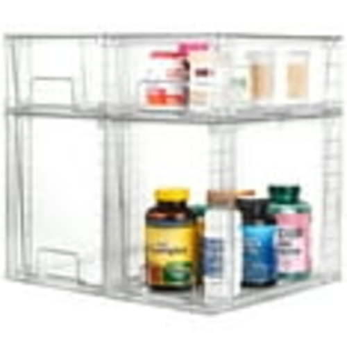 Vtopmart 4 Pack Large Stackable Plastic Storage Drawers, Acrylic Clear Bathroom Closet Undersink Organizer