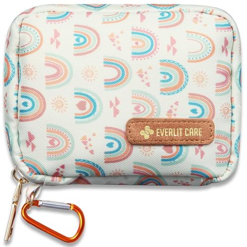 EVERLIT Mini Rescue Pack | 105 Medical Essentials Organized in Portable Storage Bag | Pocket Size Kids First Aid Kit with D Ring | Small Family-Friendly Travel Medical Kit (Rainbow)