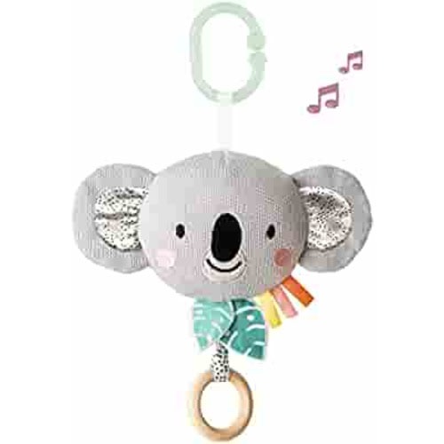 Taf Toys Soothing Musical Pulldown Toy with Multi-Textures & Wooden Teether, Attaches to Crib, Stroller and Car Seat, Develop Baby’s Senses and Cognitive Skills (Kimmy Musical Koala)
