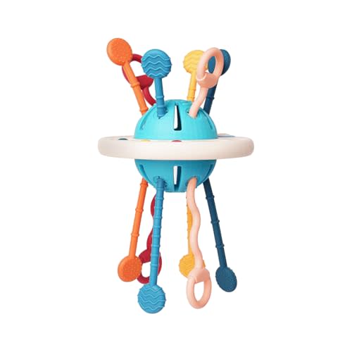 LiKee Montessori Toys for Baby 1+ Years Old, Sensory Development Toys for Toddlers 1-3, Silicone Pull String Travel Toy for 18+ Months, Gift for Baby Shower Infants Car Seat High Chair