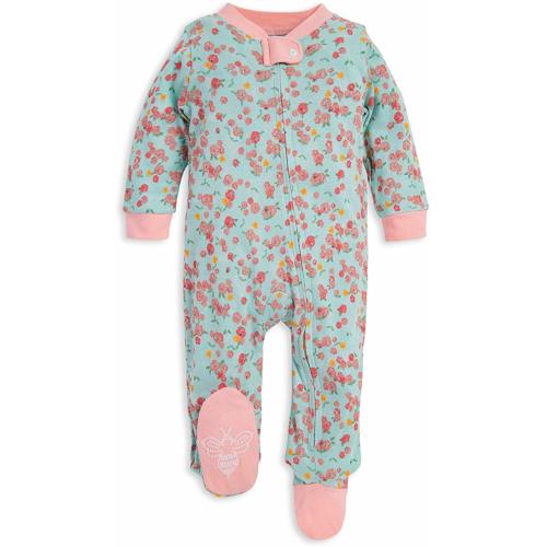 Burt's Bees Baby Baby Girls' Sleep & Play, Organic One-Piece Romper-Jumpsuit Pj, Zip Front Footed Pajama - 3-6 Months - Ditsy Floral
