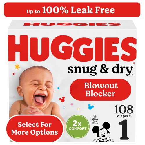 Huggies Snug & Dry Baby Diapers, Size 1 (8-14 lbs), 108 Ct (Select for More)