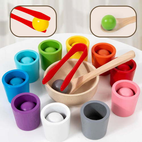 Balls In Cups Toddler Toys Kids Preschool Wooden Matching Games For Learning Color Sorting And Counting, crgrtght 2025 Balls In Cups Toddler Toys