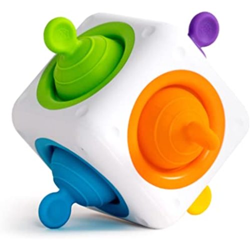 Fat Brain Toys Tugl Cube Popping Fidget Toy, Engaging for Toddlers, Kids, Teens, Adults - Relaxing Handheld Fidget Cube, 2 Years and Up