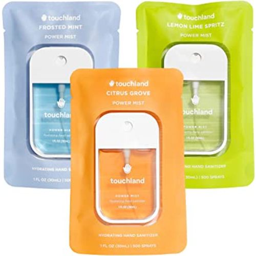Touchland Hydrating Hand Sanitizer Spray, FRESH Trio Set (Mint, Citrus, Lemon Lime), 1 FL. OZ. Travel Size Power Mist Sprays (Set of 3)